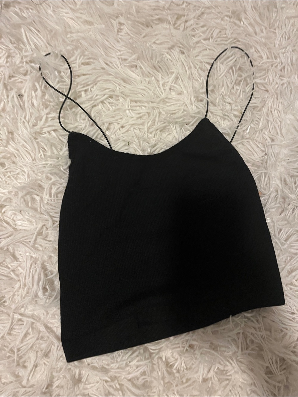 Forever 21 Black Ribbed Spaghetti Strap Crop Top